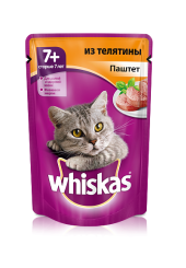 Whiskas для кошек старше 7 лет паштет из телятины 85 гр.
